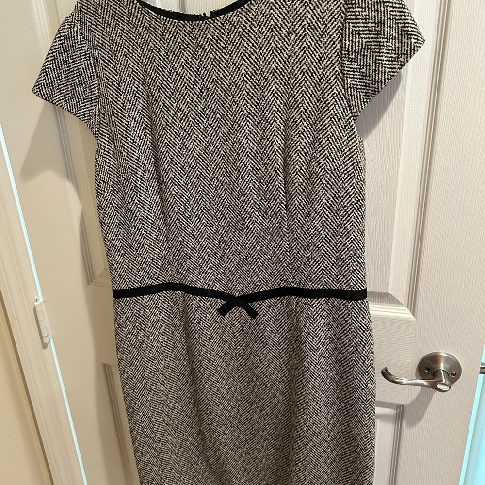 Talbots Black and White Patterned Midi Dress